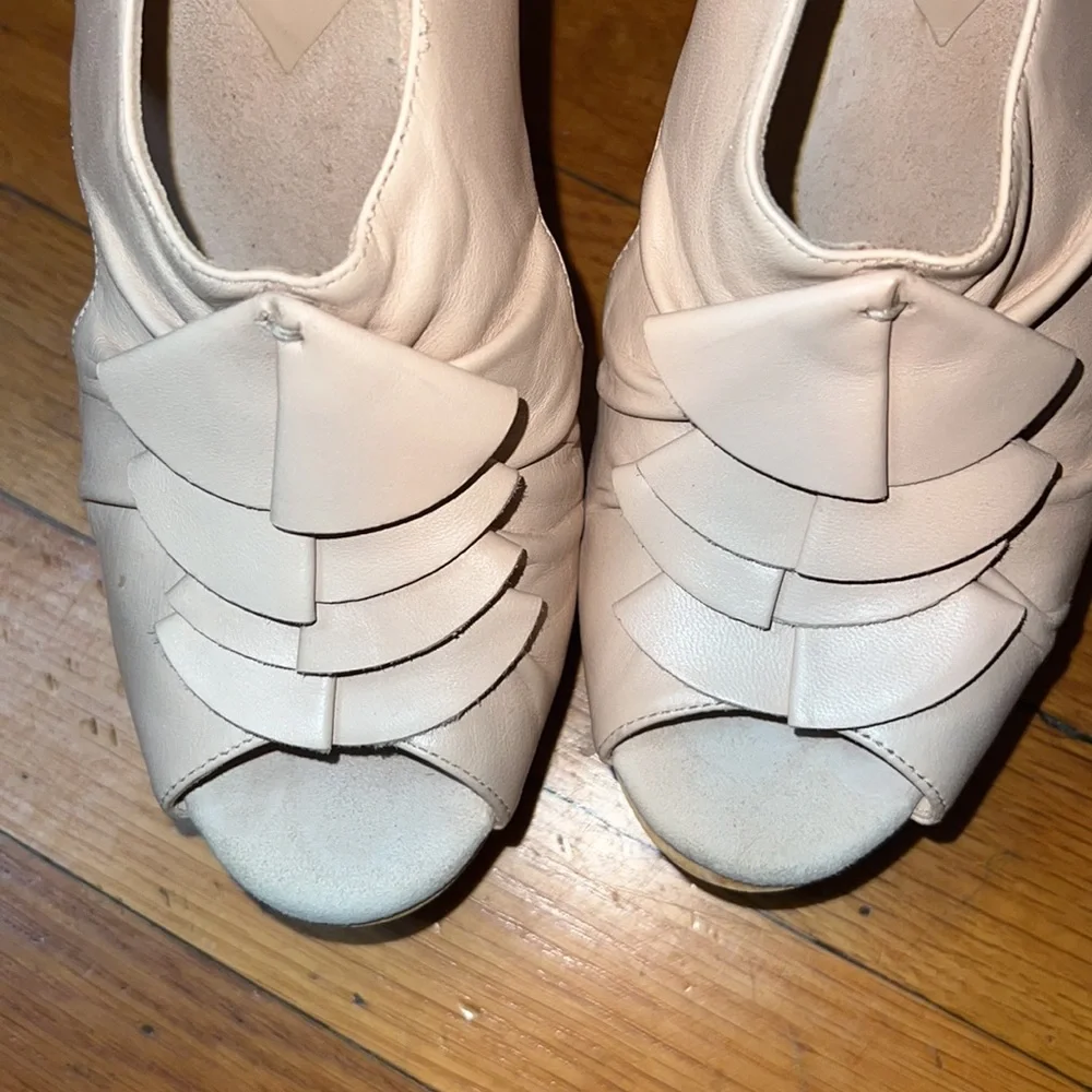 Loeffler Randall Leather Peep Toe Heels, size 10
